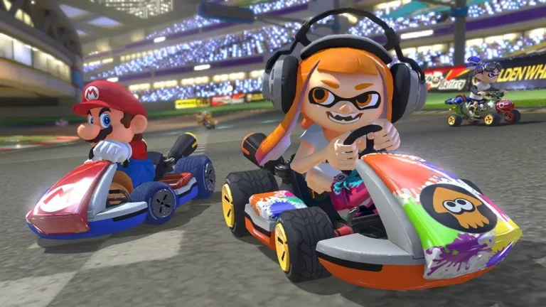 Mario Kart 8 Deluxe Switch NSP Mario and Inkling racing together