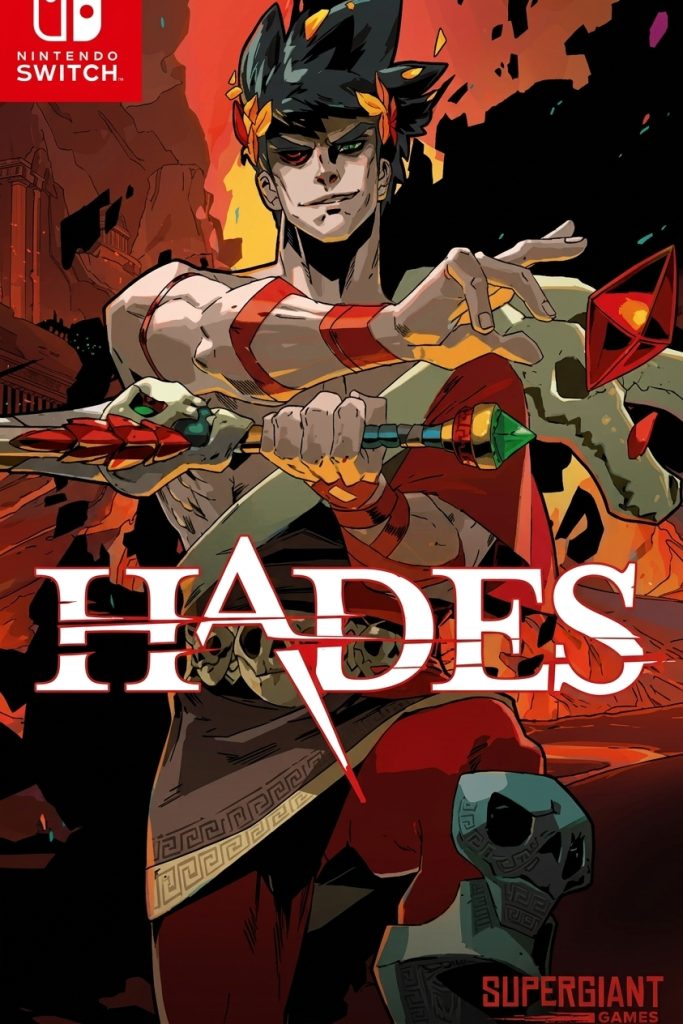 Hades Switch NSP Nintendo Switch cover art by Supergiant Games showing Zagreus holding a sword with a skull hilt.