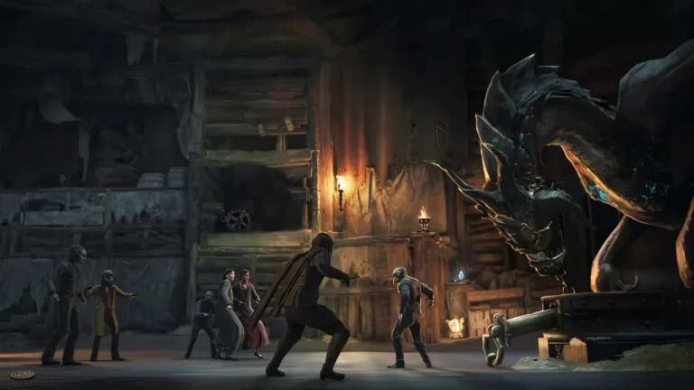 Hogwarts Legacy Deluxe Edition Switch NSP character confronting dragon creature in cave