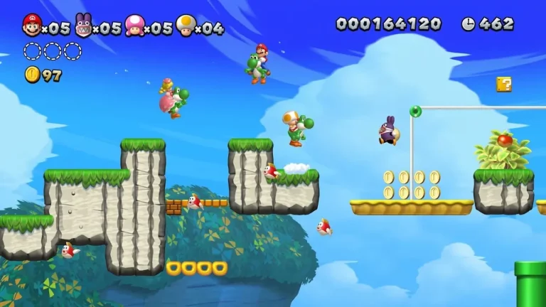 New Super Mario Bros U Deluxe Switch NSP four player co-op jungle gameplay