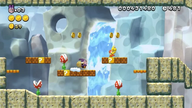 New Super Mario Bros U Deluxe Switch NSP gameplay in waterfall cave level