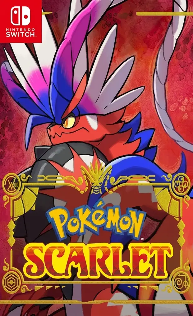 Pokemon Scarlet Switch NSP Nintendo Switch cover art for Pokémon Scarlet featuring the red dragon-wolf legendary Koraidon.