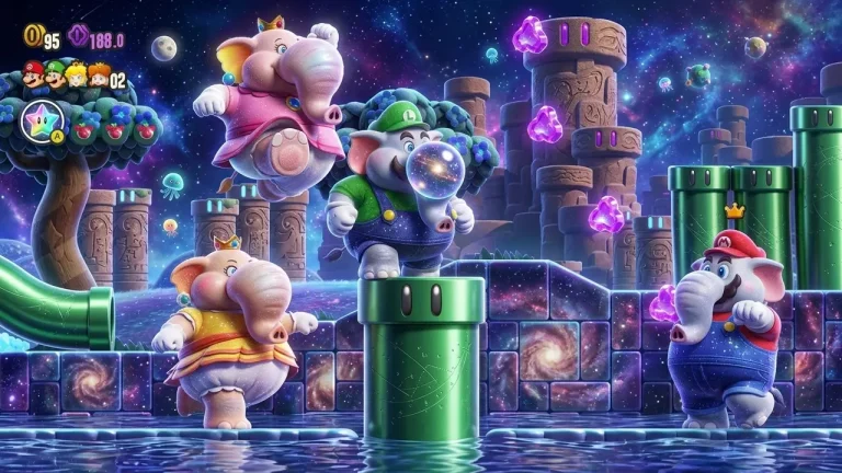 Super Mario Bros Wonder Switch NSP Elephant Mario with Princess Peach, Luigi, Yoshi, and other characters