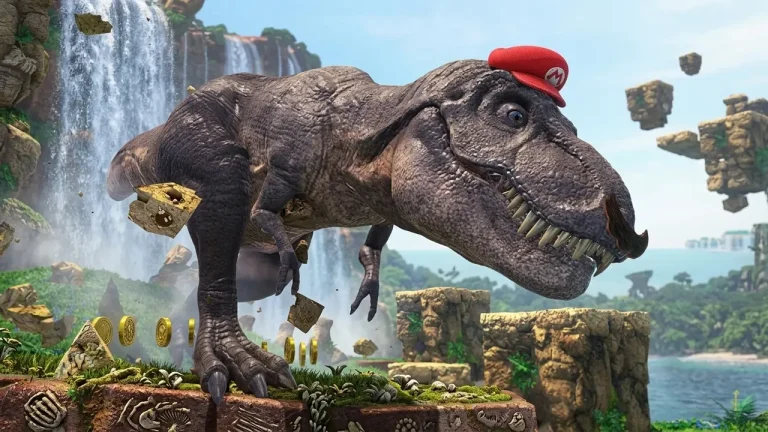Super Mario Odyssey Switch NSP Mario running through a dinosaur area