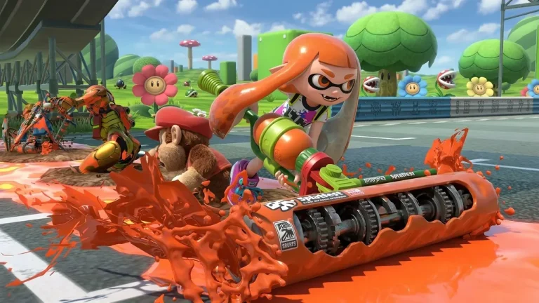 Super Smash Bros Ultimate Switch NSP Inkling Girl from Splatoon battling in an arena