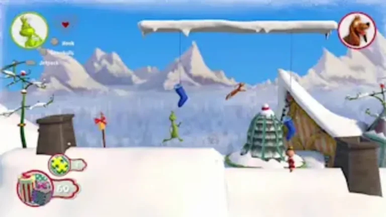 The Grinch Christmas Adventures Switch NSP The Grinch leaps across snowy rooftops past hanging stockings