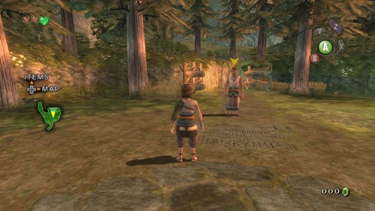 The Legend of Zelda Twilight Princess Switch NSP Link meeting villager in forest clearing