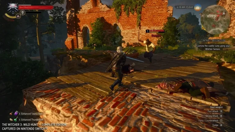 The Witcher 3 Wild Hunt Switch NSP Geralt in combat during Missing Son contract quest on Switch