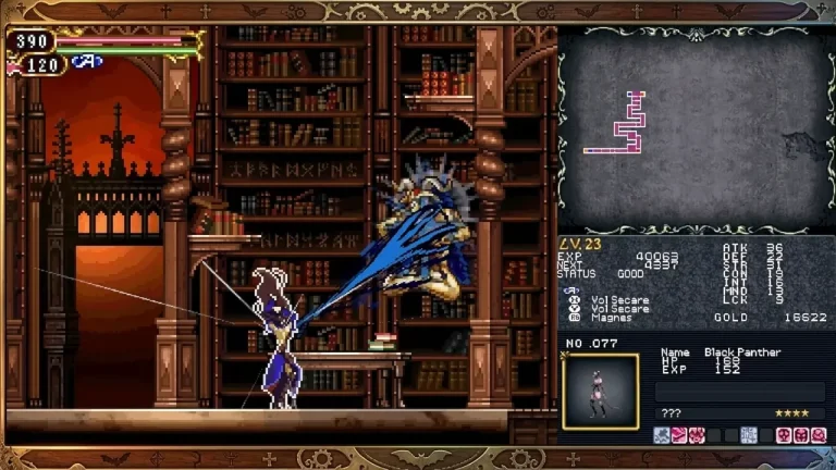 Castlevania Dominus Collection Switch NSP gameplay of a mage character casting a blue spell at an enemy