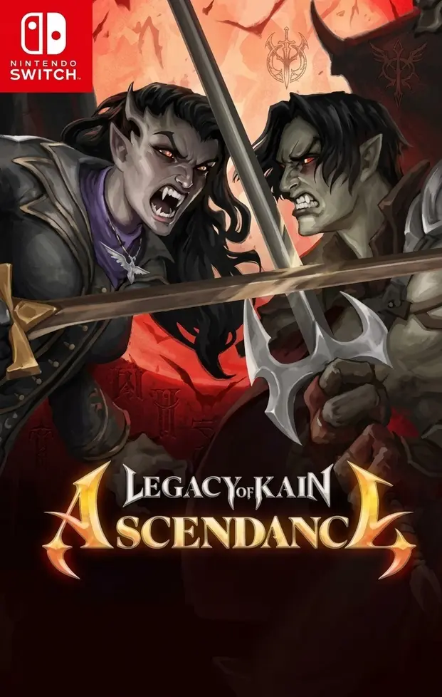 Legacy of Kain: Ascendance Switch NSP Nintendo Switch cover art for Legacy of Kain: Ascendance showing two vampires clashing swords.