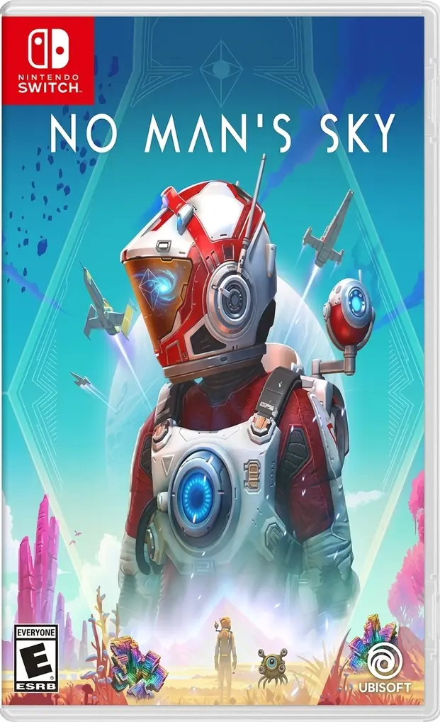 No Man’s Sky Switch NSP Nintendo Switch box art showing an astronaut in a red and white suit with starships and a colorful alien landscape